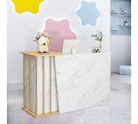 Comptoir Accueil Stand, Grand Comptoir De RéCeption, Bureau Comptoir Accueil Bois ImperméAble, sans Rayures, Facile à Manipuler pour Bureau De Caisse du Hall du Salon Marble Color 100cm