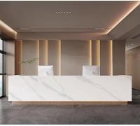 Comptoir Avant avec Bandes LED et Plateau épaissi - Comptoir de réception sans Installation pour Bureau/Commerce/Clinique,E,180x60x100cm