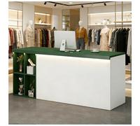 Comptoir avec lumière LED, bureau de réception avec comptoir, comptoir de réception en bois, comptoir de vente au détail pour caisse, hall, salon de beauté, bureau, D droit, 99 x 61 x 89 cm