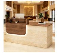 Comptoir avec lumière LED, bureau de réception en bois avec comptoir, tiroirs, comptoirs de vente au détail, comptoir de réception, meubles pour salon de beauté, spa, restaurant, taille M, droite, 160