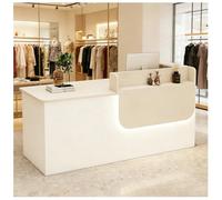 Comptoir avec lumière LED, bureau de réception en bois avec comptoir, tiroirs, comptoirs de vente au détail, comptoirs de réception, meubles de coiffure, salon de beauté, spa, restaurant, L gauche