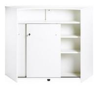 Comptoir Bar 2 Portes Blanc Serrure 4 Niches L 134,5 H 104,8 P 55,3 cm - Blanc - L 134.5 x l 55.3 x H 104.8 cm Blanc