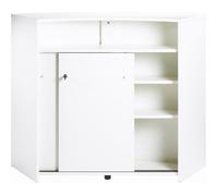 Comptoir Bar 2 Portes Blanc Serrure 4 Niches L 134,5 H 104,8 P 55,3 cm - Rock 451 - L 134.5 x l 55.3 x H 104.8 cm