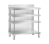 Comptoir bar - inox - 100 x 60 x 105 cm - 4 étagères - dosseret - Royal Catering RCSBW-2