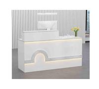 Comptoir blanc moderne avec solutions de rangement polyvalentes pour magasin de thé et bureau 140 cm design côté droit idéal pour les affaires et l'engagement client