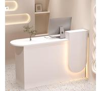 Comptoir Caisse Bureau de réception Accueil comptoir avec Lumière,comptoir de réception avec tiroirs,Meuble de Bureau,Meuble de réception pour la Maison,Bureau,Salon, Les spas(Wit,100CM)