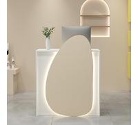 Comptoir Caisse Bureau De Réception Comptoir De Accueil avec Lumières LED et Tiroir Verrouillable,Comptoir Caisse Salon de Coiffure pour La Maison,Le Bureau,Le Salon(Light Yellow White,80/31.5in)