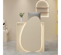Comptoir Caisse Bureau De Réception Comptoir De Accueil avec Lumières LED et Tiroir Verrouillable,Comptoir Caisse Salon de Coiffure pour La Maison,Le Bureau,Le Salon(Light Yellow,100/39.4in)