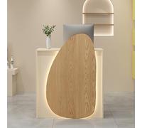 Comptoir Caisse Bureau De Réception Comptoir De Accueil avec Lumières LED et Tiroir Verrouillable,Comptoir Caisse Salon de Coiffure pour La Maison,Le Bureau,Le Salon(Wood Light Yellow,60/23.6in)