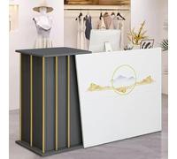 Comptoir Caisse Magasin avec Tiroir Verrouillable Comptoir Accueil Professionnel, Comptoir de Réception pour Centre de Beauté, Meuble de Bureau pour Maison/Restaurants/Centres de Santé C 100cm