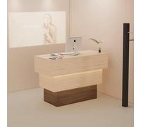 Comptoir, comptoir de caisse, comptoir commercial, comptoir éclairé par LED,comptoir de magasin de vêtements, réception d'hôtel, sobre. Beige Marron 140x50x90cm 【B9455】