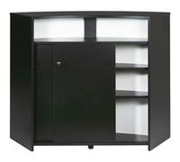 Comptoir d'Accueil 2 Portes Noir 4 Niches Serrure 134,5 x 104,8 x 55,3 cm - Blanc - L 134.5 x l 55.3 x H 104.8 cm