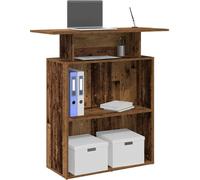 Comptoir d'accueil aspect vieux bois 100x40x104 cm Matériau dérivé du bois