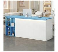 Comptoir d'accueil avec comptoirs Comptoir d'accueil avec éclairage LED et tiroirs verrouillables Bureaux d'accueils avecs Passe-câbles Comptoirs de Vente au détail,F Right,150x60x90cm