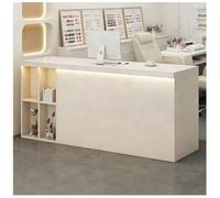 Comptoir d'accueil avec éclairage LED Comptoir d'accueil avec tiroir verrouillable Comptoirs de Caisse pour Salon de manucure et Spa Rangement Ouvert à 2 Niveaux,G Right,150x60x90cm