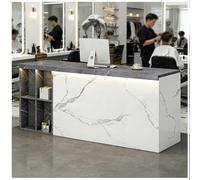 Comptoir d'accueil avec éclairage LED Comptoir d'accueil avec tiroir verrouillable Comptoirs de Caisse pour Salon de manucure et Spa Rangement Ouvert à 2 Niveaux,E Right,150x60x90cm