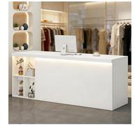 Comptoir d'accueil avec éclairage LED Comptoir d'accueil avec tiroir verrouillable Comptoirs de Caisse pour Salon de manucure et Spa Rangement Ouvert à 2 Niveaux,M Right,150x60x90cm