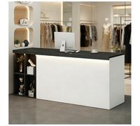 Comptoir d'accueil avec éclairage LED Comptoir d'accueil avec tiroir verrouillable Comptoirs de Caisse pour Salon de manucure et Spa Rangement Ouvert à 2 Niveaux,I Right,150x60x90cm