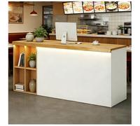 Comptoir d'accueil avec éclairage LED, Comptoir de Caisse avec tiroirs verrouillables et Passe-câbles, Bureau de réception pour Salle d'accueil, Hall d'entrée, Salon,J Right,150x60x90cm