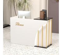 Comptoir d'accueil avec Éclairage LED et Tiroir Verrouillable pour Commerce De Détail, Bureau De Caisse, Salon De Beauté, Hall D'entrée