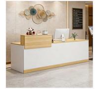 Comptoir d'accueil avec Tiroir et étagères Ouvertes, Petit Comptoir d'accueil avec Casier, Comptoir d'accueil Moderne pour Salon, Bureau, Magasin de Détail,Wood Left,140x45x100cm