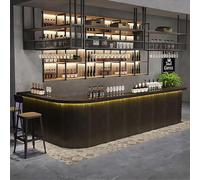 Comptoir d'accueil, coin arrondi, comptoir de restaurant, comptoir de bar noir moderne avec coin arrondi,noir 200×60×100 cm