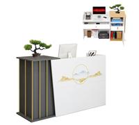 Comptoir d'accueil Entreprise, Comptoir De Magasin pour Caisse, Comptoir D Accueil Blanc Et Bois, pour Centres Commerciaux, HôTels, Magasin De VêTements, DéPanneur Grey 140cm