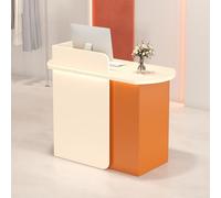 Comptoir d'Accueil Moderne avec Éclairage LED, Petit Bureau de Réception avec 2 Tiroirs Verrouillables, Table de Réception pour Salon de Beauté, Boutique, Clinique(Apricot Orange,39.4"L (100cm))
