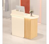 Comptoir d'Accueil Moderne avec Éclairage LED, Petit Bureau de Réception avec 2 Tiroirs Verrouillables, Table de Réception pour Salon de Beauté, Boutique, Clinique(Apricot Wood,39.4"L (100cm))