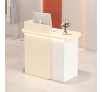 Comptoir d'Accueil Moderne avec Éclairage LED, Petit Bureau de Réception avec 2 Tiroirs Verrouillables, Table de Réception pour Salon de Beauté, Boutique, Clinique(Apricot White,47.2"L (120cm))