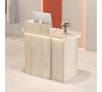 Comptoir d'Accueil Moderne avec Éclairage LED, Petit Bureau de Réception avec 2 Tiroirs Verrouillables, Table de Réception pour Salon de Beauté, Boutique, Clinique(Stone Pattern,31.5"L (80cm))