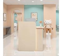Comptoir d'accueil Moderne avec Panneau de confidentialité incurvé et Bande Lumineuse LED, tiroirs verrouillables, comptoir d'accueil, Caisse de Vente au détail for Salon, Bureau, Boutique