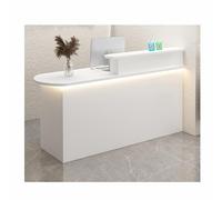Comptoir d'accueil moderne avec tiroirs verrouillables et étagères de rangement, design élégant en MDF pour bureau, hall d'entrée, institut de beauté, clinique, commerce de détail - Côté gau