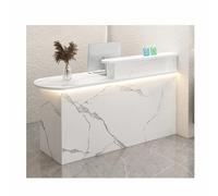 Comptoir d'accueil moderne avec tiroirs verrouillables et étagères de rangement, style bois MDF pour bureau, clinique, institut de beauté, commerce de détail, hall d'entrée - 150 cm (59,1 po