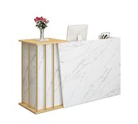 Comptoir De Bienvenue, Petit Comptoir Caisse Commerce, Comptoir De Magasin De DéTail en Verre avec Rangement pour Centres Commerciaux, HôTels, RéCeption d'entreprise Marble Color 140cm