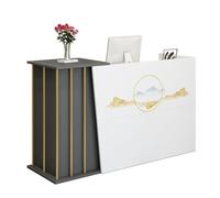 Comptoir De Bienvenue, Petit Comptoir Caisse Commerce, Comptoir De Magasin De DéTail en Verre avec Rangement pour Centres Commerciaux, HôTels, RéCeption d'entreprise Grey 140cm