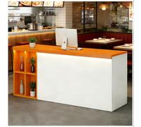 Comptoir de Caisse avec éclairage LED, Comptoir d'accueil avec comptoires, Comptoirs d'accueil avecs étagère d'exposition, Comptoirs de Vente au détail pour Salon Bureau,B Right,150x60x90cm