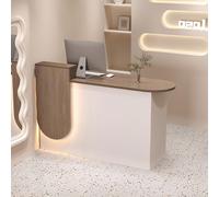 Comptoir De Caisse, Bureau De Réception avec Éclairage LED et Tiroir Verrouillable, Comptoir De Réception pour Commerce De Détail, Table De Réception pour Bureau/Bureau De Caisse