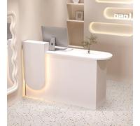 Comptoir De Caisse, Bureau De Réception avec Éclairage LED et Tiroir Verrouillable, Comptoir De Réception pour Commerce De Détail, Table De Réception pour Bureau/Bureau De Caisse