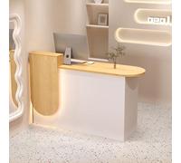 Comptoir De Caisse Bureau avec Éclairage LED et Tiroir Verrouillable, Comptoir De Réception pour Commerce De Détail