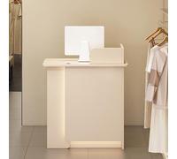 Comptoir de Caisse d'accueil, Table d'accueil, Petit comptoir d'accueil en L, comptoir de Vente Moderne, comptoir d'accueil en Bois avec tiroir et éclairage LED, pour