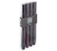Comptoir de la Bougie - Lot de 4 Bougies Bâton Rustic 24cm Noir Noir, Noir