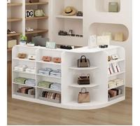 Comptoir de réception avec compartiments ouverts, Table de réception, étagères,Tiroir,Salon,Bureau,Blanc,180x120x100cm