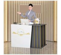 Comptoir de réception avec étagère ouverte pour bureau à domicile, hall et petits espaces, bureau de bienvenue moderne pour une configuration efficace du comptoir avant