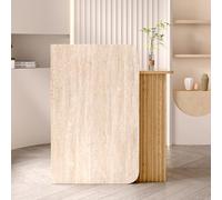 Comptoir De Réception avec Tiroirs Verrouillables Comptoir Caisse Moderne en Bois Comptoir d'accueil Mobilier de Bureau pour la Maison Bureau Salon(Stone Grain Light,80x95x45cm)