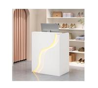 Comptoir de réception, caisse, casier, bureau, avec tiroirs et câbles, moderne, blanc, avec éclairage LED | Comptoir de réception simple pour institut de beauté et bureau à domicile | Mobili