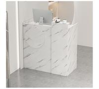 Comptoir de Réception Compact avec Tiroirs Verrouillables Et Armoire de Rangement Comptoirs D'accueil avec Glissières Silencieuses Et Trous de Câbles Prédécoupés Bordure(White2,39.4x33.5x17.7")