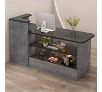 Comptoir de réception, comptoir de Caisse, comptoir d'accueil avec éclairage LED, Bureau de secrétaire, Armoire Informatique avec Gestion des câbles et tiroirs, pour Hall d'entrée.