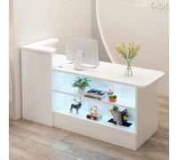 Comptoir de réception, comptoir de Caisse, comptoir d'accueil avec éclairage LED, Bureau de secrétaire, Armoire Informatique avec Gestion des câbles et tiroirs, pour Hall d'entrée.