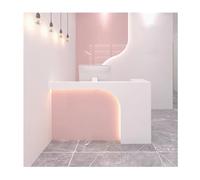 Comptoir de réception, comptoir de vente au détail, caisse, bureau, casier, table avec tiroirs et câble, comptoir de réception moderne, design rose élégant, durable et écologique, grande cap